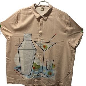 Want a Drink!This tan 3x button down is a shaken martini in a stirred up world!